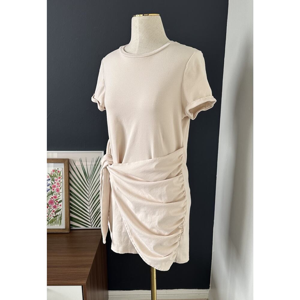Runway The Label Winnie Shirt Faux Wrap Dress in Sand Mini - Picture 7 of 14
